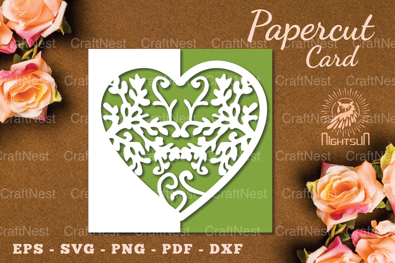 Floral Heart Papercut Card SVG Bundle - CraftNest - Digital Crafting and Art