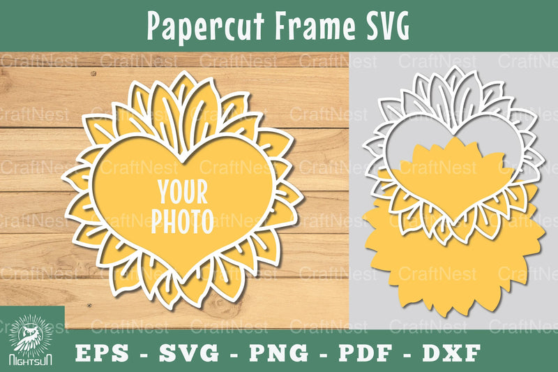 Floral Heart Papercut Frame SVG Bundle - CraftNest - Digital Crafting and Art