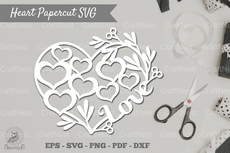 Floral Heart Papercut SVG Bundle - CraftNest - Digital Crafting and Art