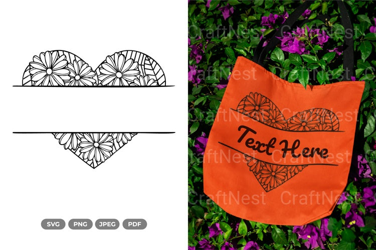 Floral Heart Split Border Wedding Invitation Clipart Bundle - CraftNest - Digital Crafting and Art