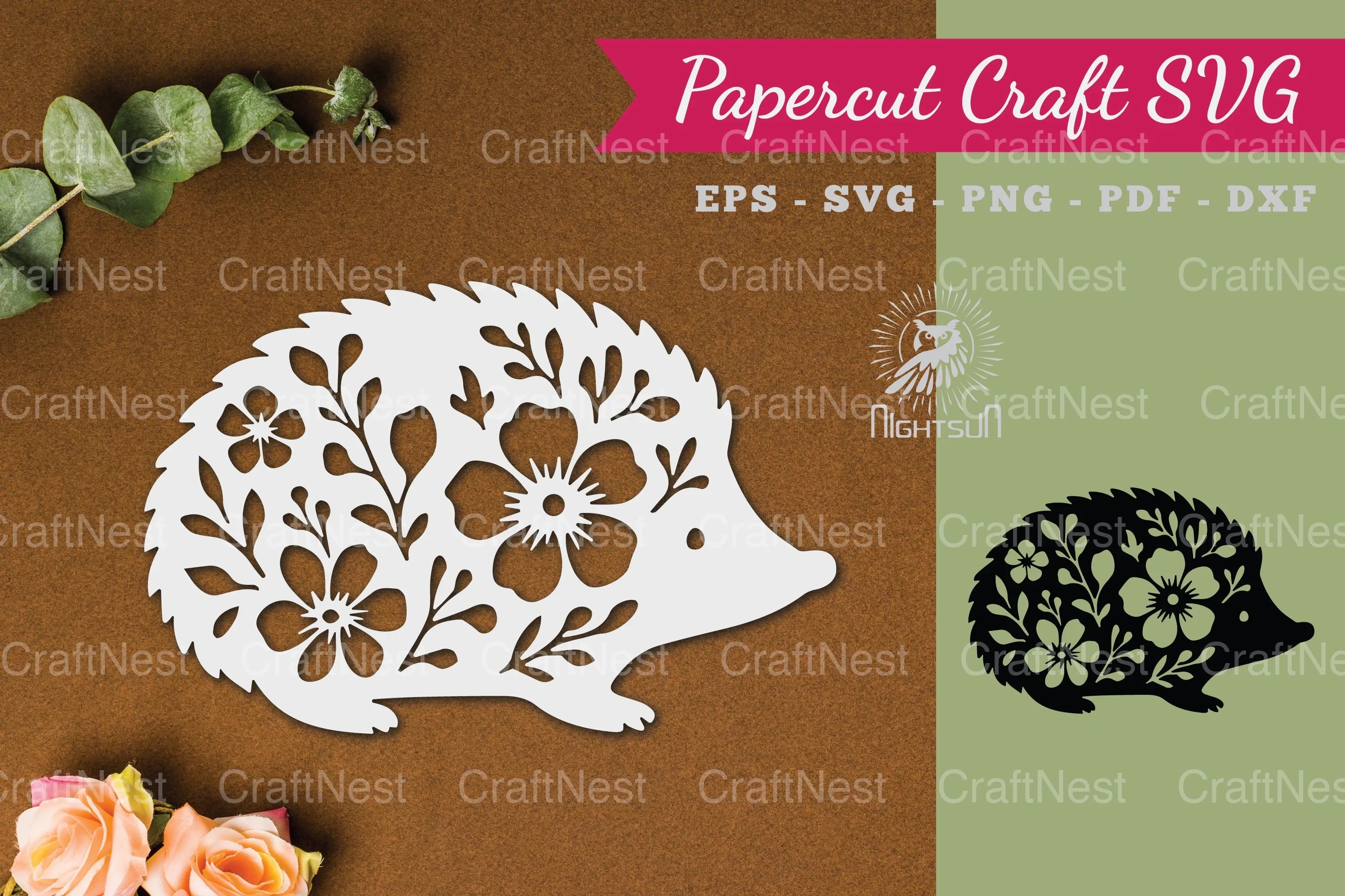 Floral Hedgehog Paper Cut Clipart Bundle - CraftNest - Digital Crafting and Art