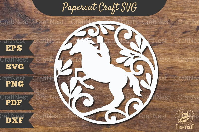 Floral Horse Riding Papercut Craft Clipart Bundle - CraftNest - Digital Crafting and Art