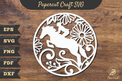 Floral Horse Riding Papercut Clipart Bundle - CraftNest - Digital Crafting and Art