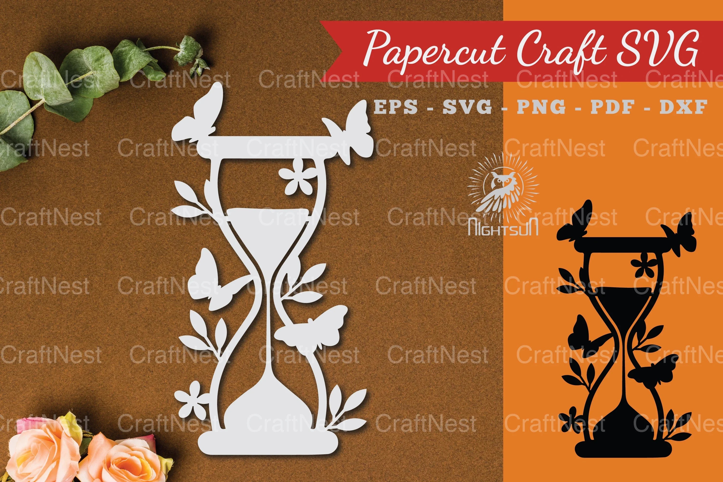 Floral Hourglass Paper Cut Clipart Bundle - CraftNest - Digital Crafting and Art