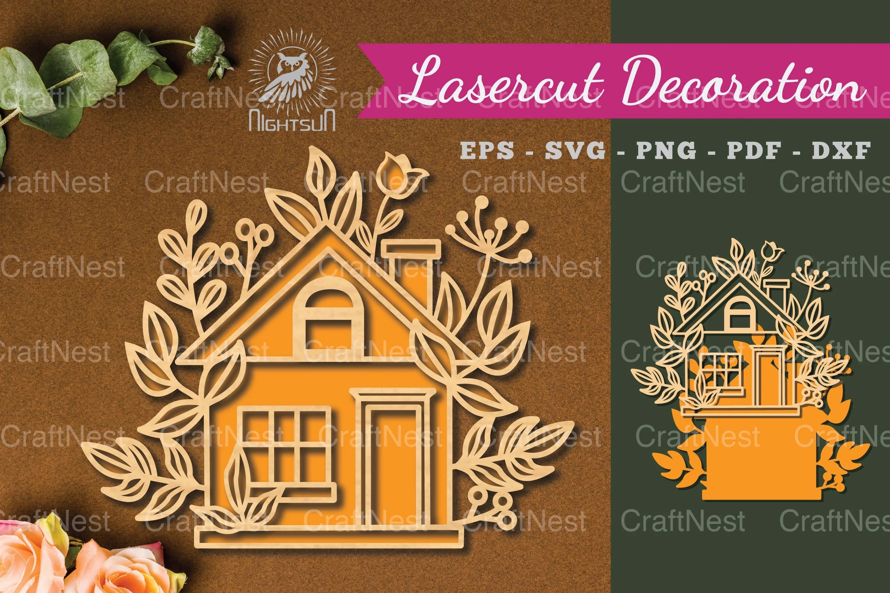 Floral House Laser Cut Decoration Clipart Bundle - CraftNest - Digital Crafting and Art