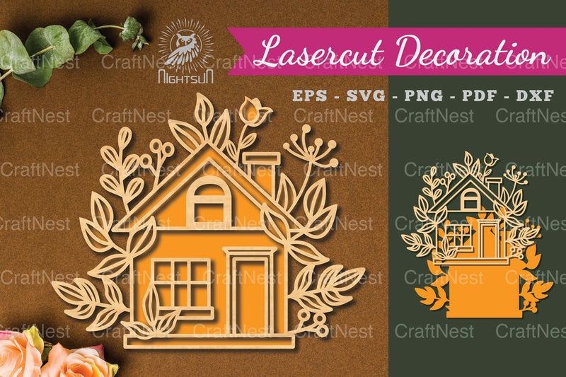 Floral House Laser Cut Decoration Clipart Bundle - CraftNest - Digital Crafting and Art