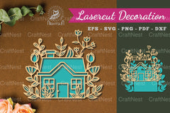 Floral House Laser Cut Decoration Clipart Bundle - CraftNest - Digital Crafting and Art