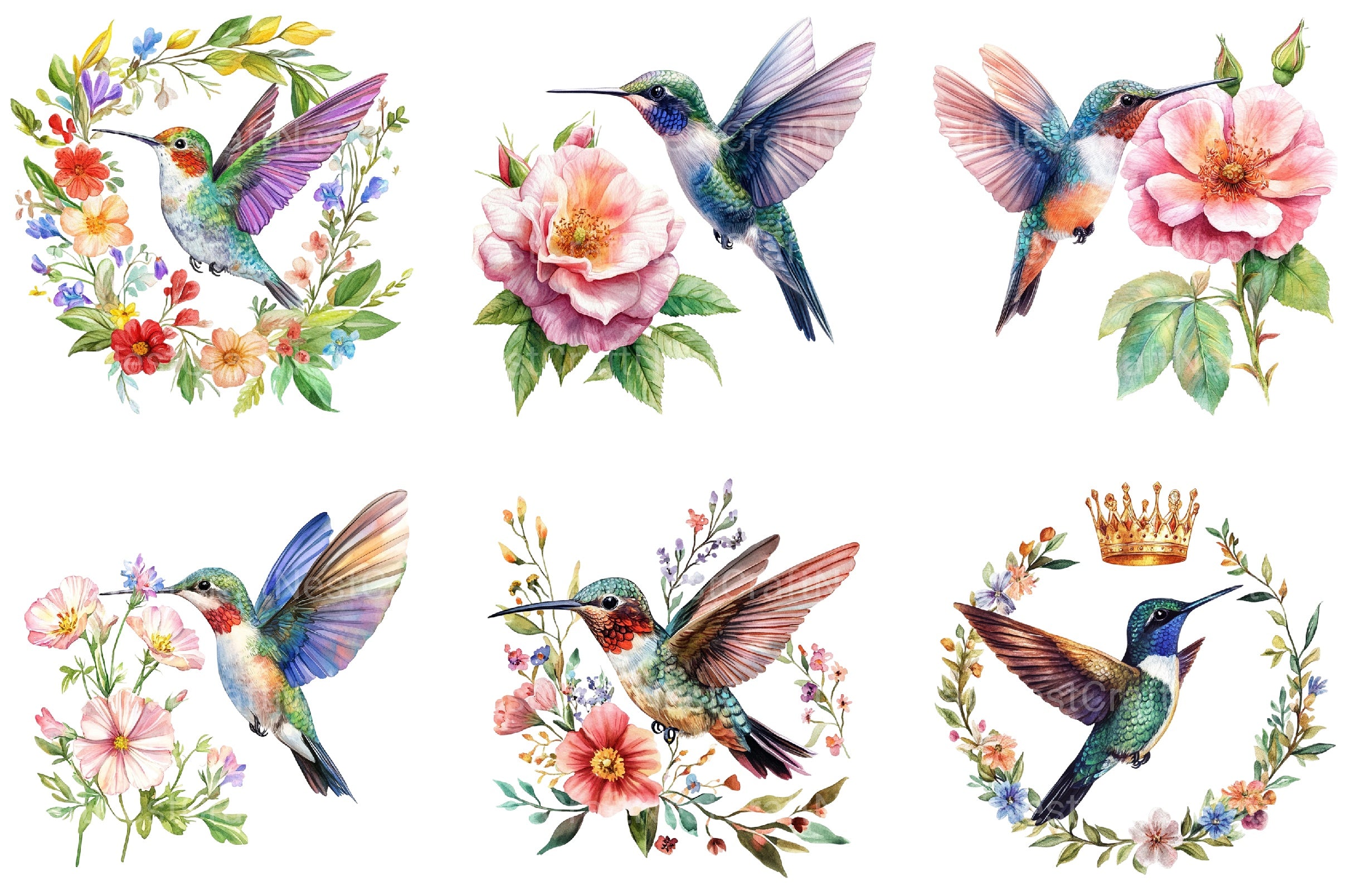 Floral Hummingbirds Clipart Bundle - CraftNest - Digital Crafting and Art
