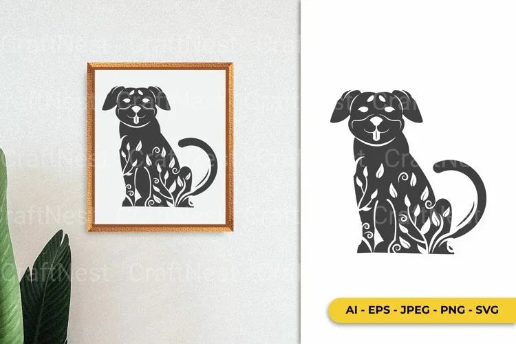 Floral Inside Dog Monogram SVG Bundle - CraftNest - Digital Crafting and Art