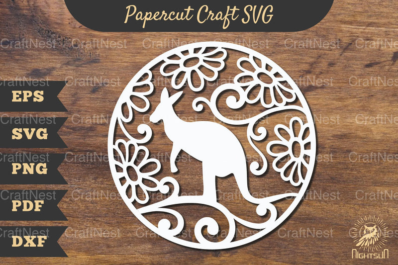 Floral Kangaroo Papercut Craft Clipart Bundle - CraftNest - Digital Crafting and Art