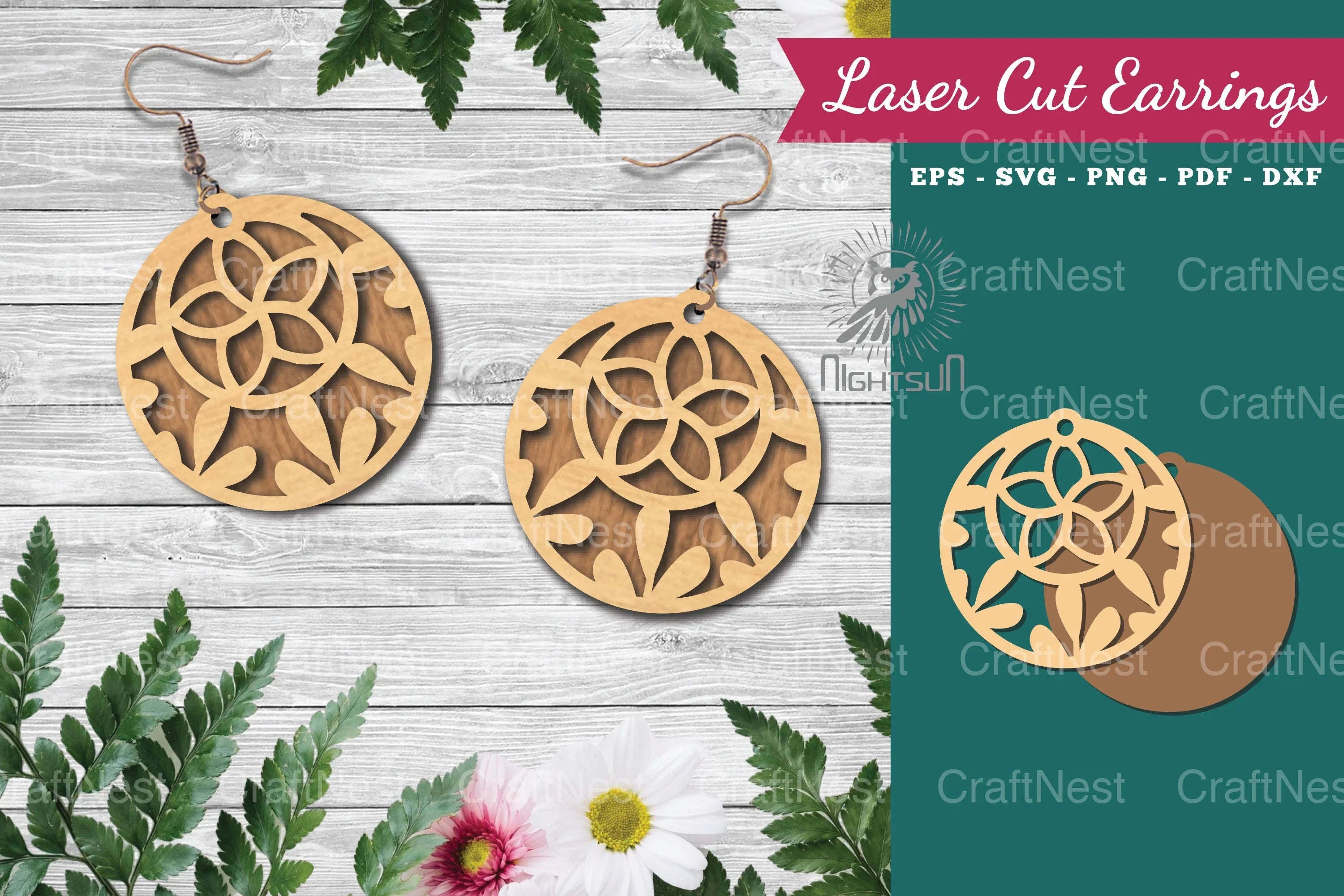Floral Laser Cut Earrings Clipart Bundle - CraftNest - Digital Crafting and Art