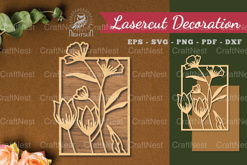 Floral Laser Cut Home Decoration Clipart Bundle - CraftNest - Digital Crafting and Art