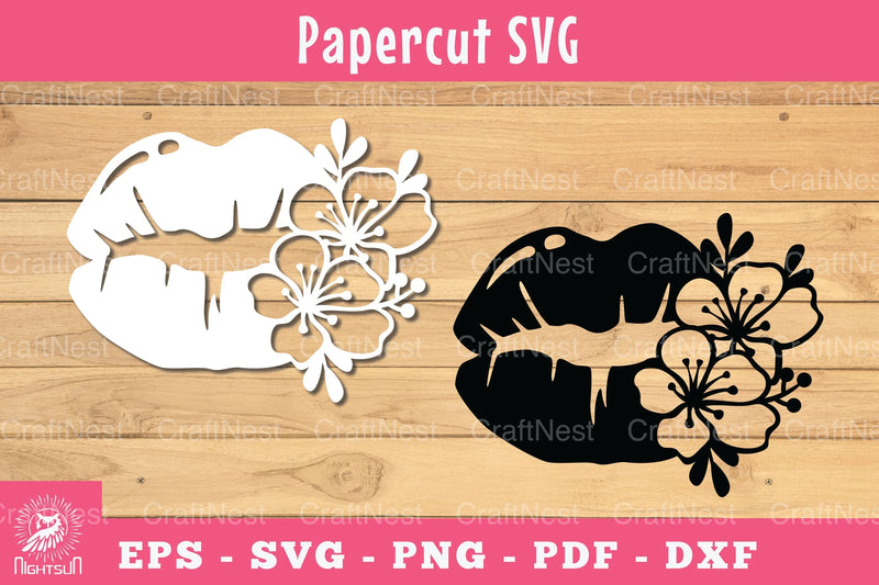 Floral Lips Papercut SVG Bundle - CraftNest - Digital Crafting and Art