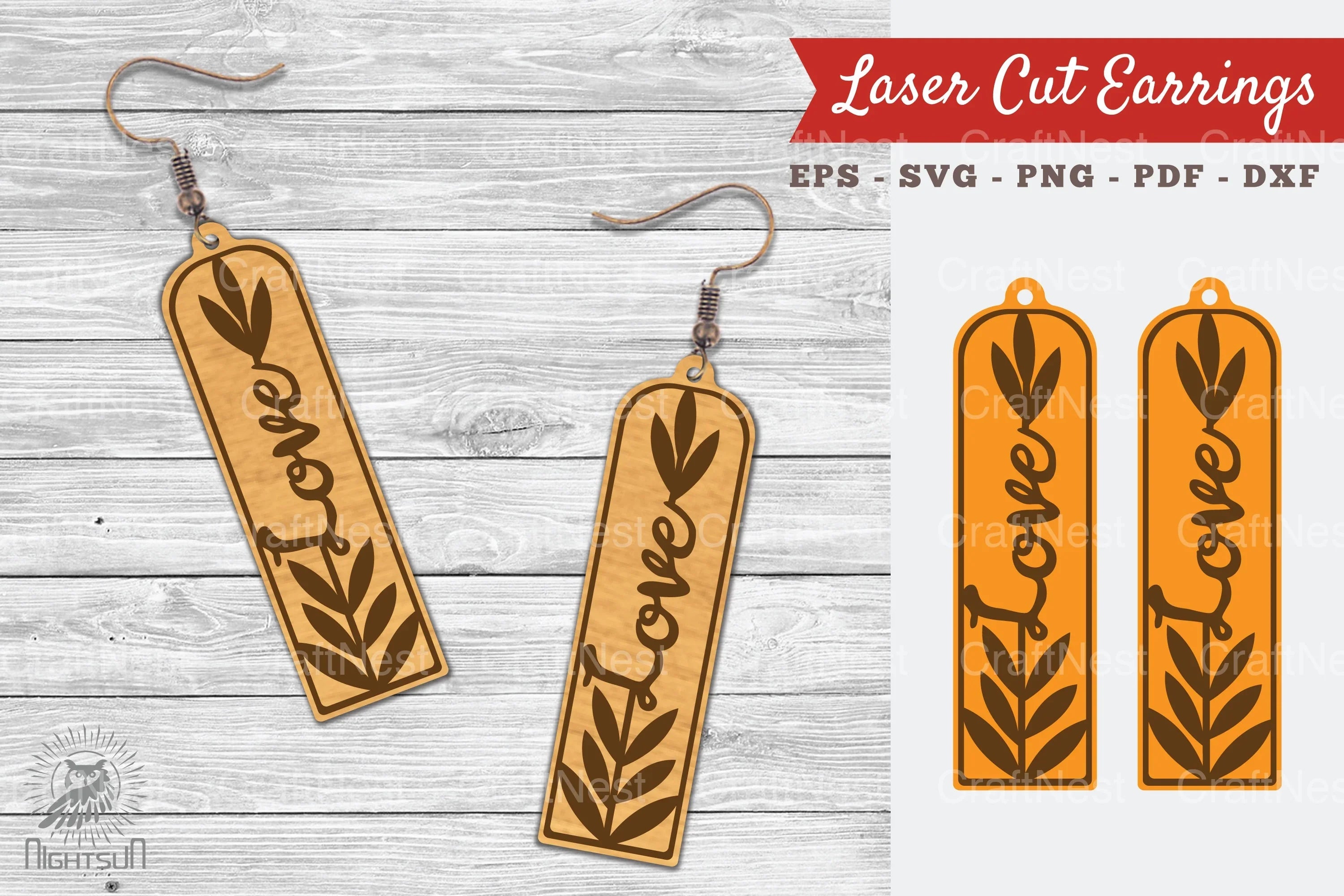 Floral Love Laser Cut Earrings SVG Bundle - CraftNest - Digital Crafting and Art