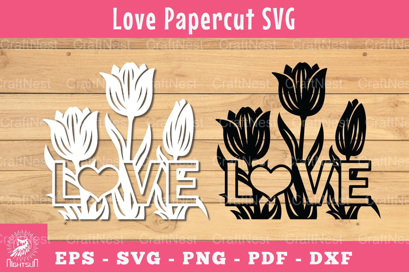Floral Love Papercut SVG Bundle - CraftNest - Digital Crafting and Art