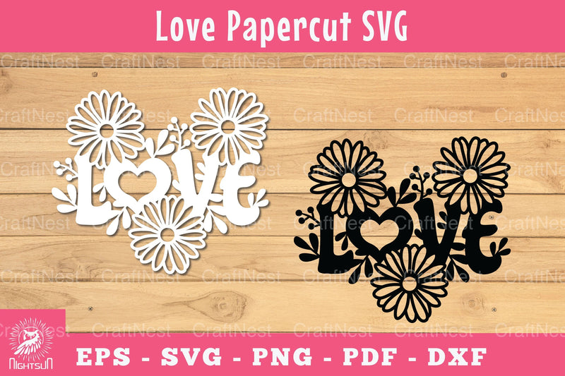 Floral Love Papercut SVG Bundle - CraftNest - Digital Crafting and Art