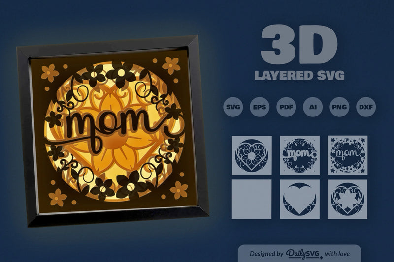 Floral Mom 3D Papercut Shadow Box SVG Bundle - CraftNest - Digital Crafting and Art