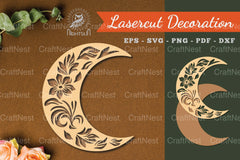 Floral Moon Laser Cut Decoration Clipart Bundle - CraftNest - Digital Crafting and Art