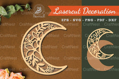 Floral Moon Laser Cut Decoration Clipart Bundle - CraftNest - Digital Crafting and Art