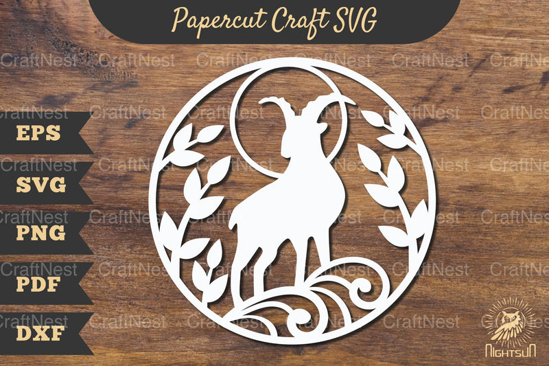 Floral Mountain Goat Papercut Craft Clipart Bundle - CraftNest - Digital Crafting and Art