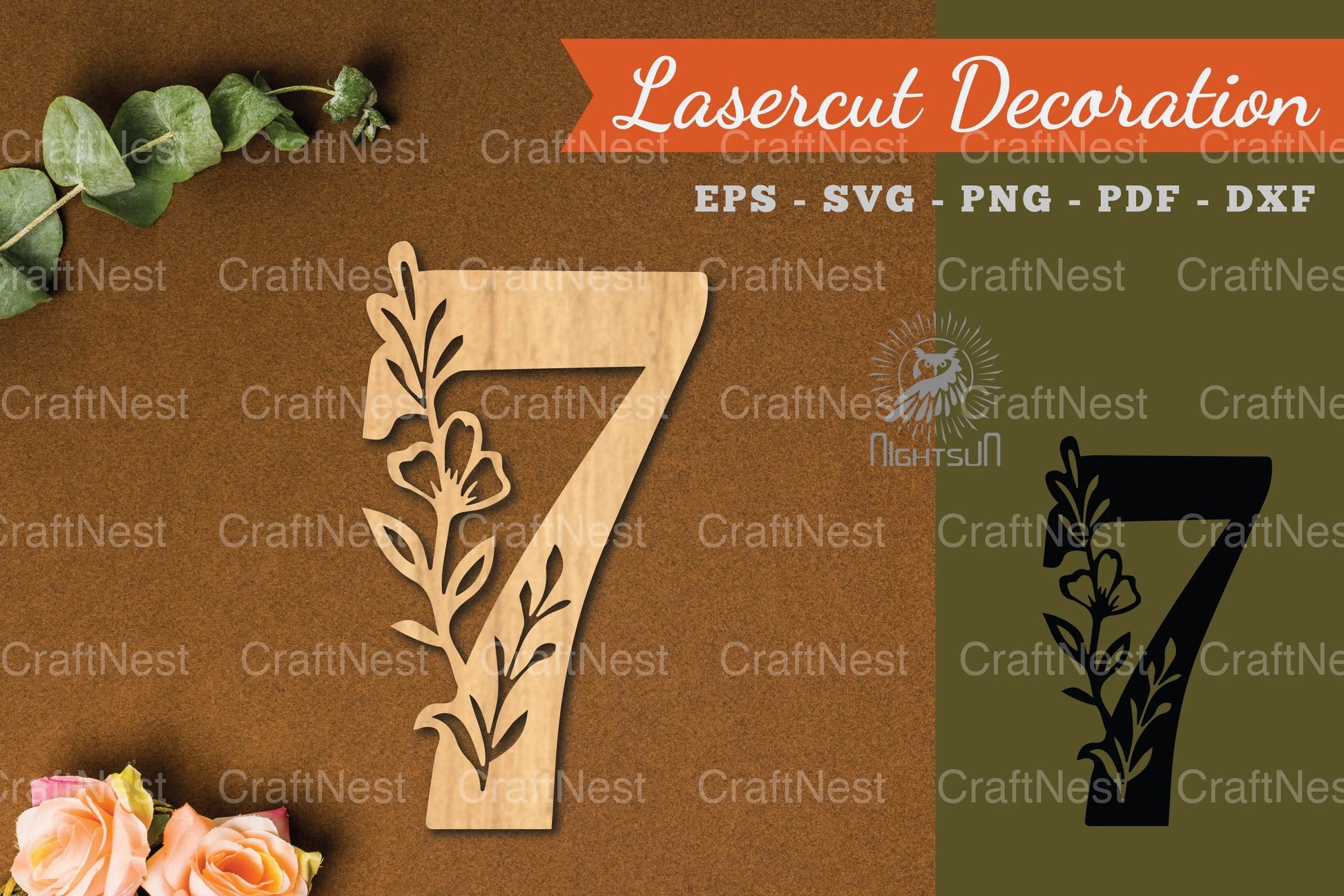 Floral Number Seven Lasercut Decoration Clipart Bundle - CraftNest - Digital Crafting and Art