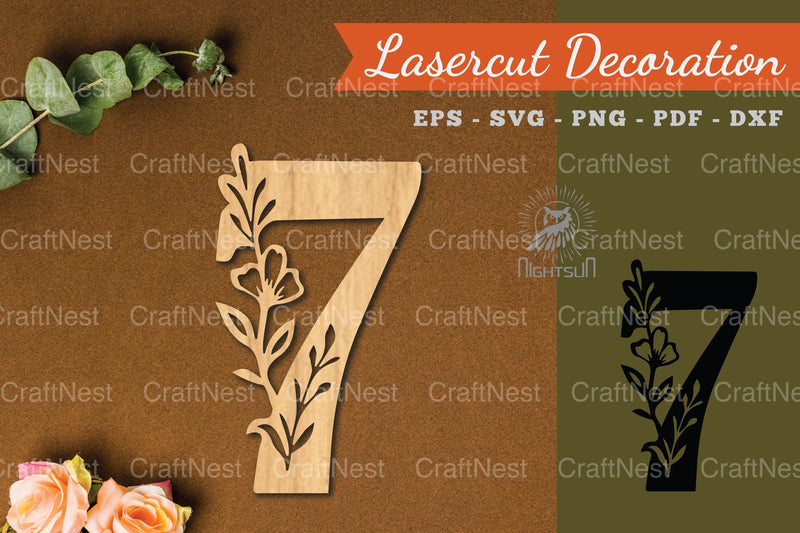 Floral Number Seven Lasercut Decoration Clipart Bundle - CraftNest - Digital Crafting and Art