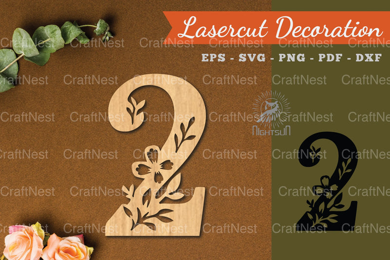 Floral Number Two Lasercut Decoration Clipart Bundle - CraftNest - Digital Crafting and Art