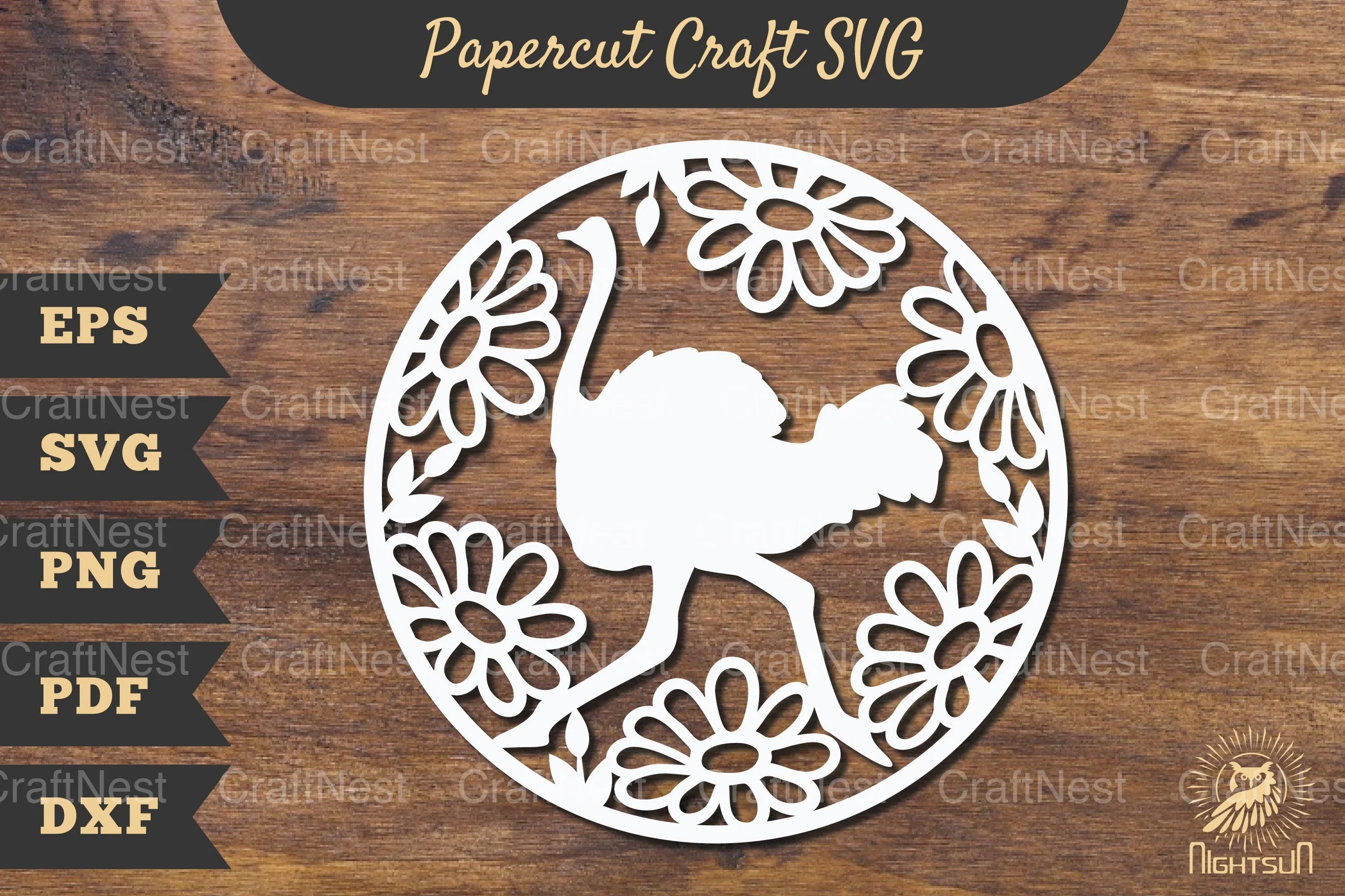 Floral Ostrich Papercut Craft Clipart Bundle - CraftNest - Digital Crafting and Art