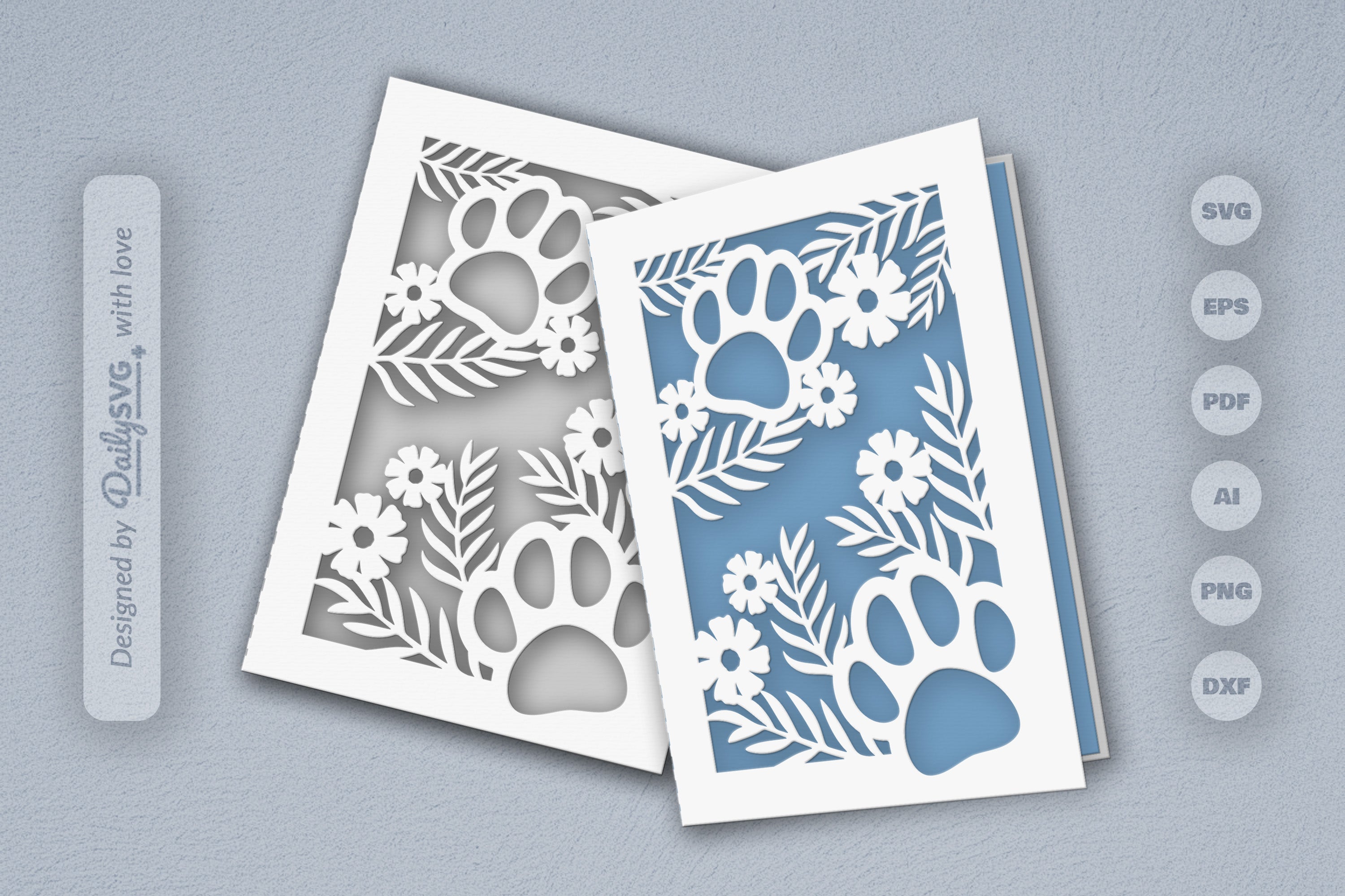 Floral Paw Print SVG Bundle