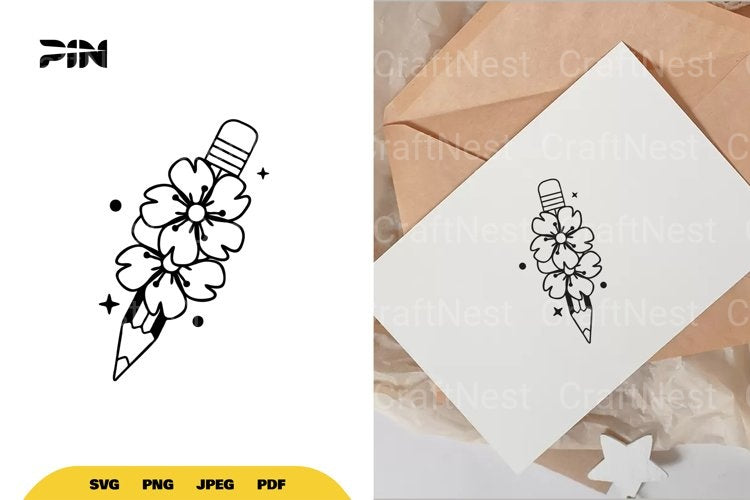 Floral Pencil SVG Bundle - CraftNest - Digital Crafting and Art