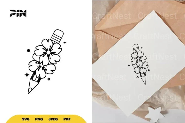 Floral Pencil SVG Bundle - CraftNest - Digital Crafting and Art