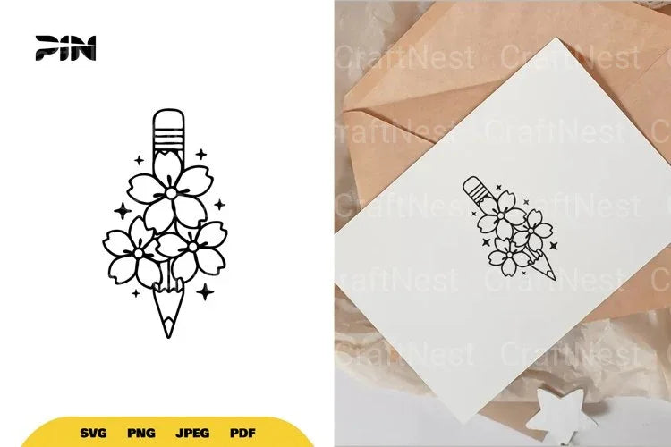 Floral Pencil SVG Bundle - CraftNest - Digital Crafting and Art