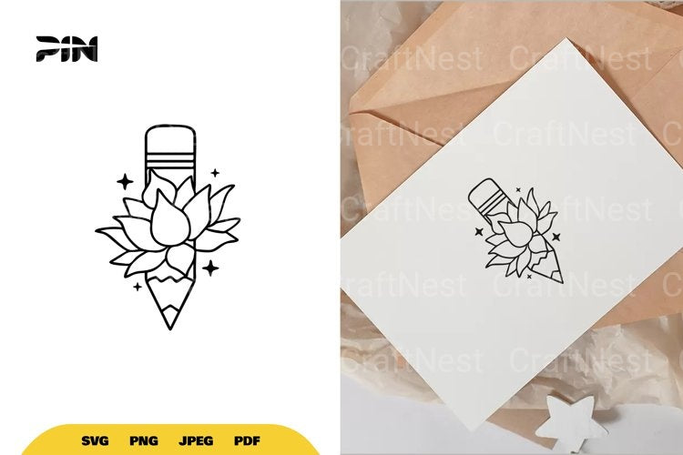 Floral Pencil SVG Bundle - CraftNest - Digital Crafting and Art
