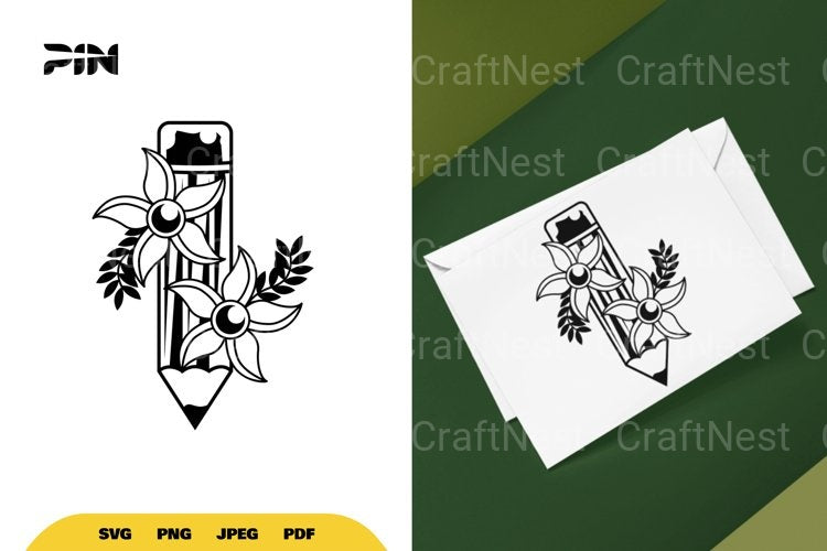 Floral Pencil SVG Bundle - CraftNest - Digital Crafting and Art