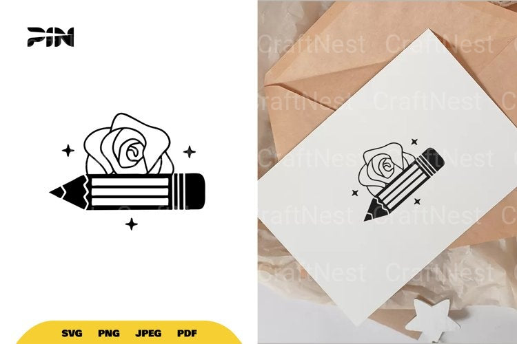 Floral Pencil SVG Bundle - CraftNest - Digital Crafting and Art