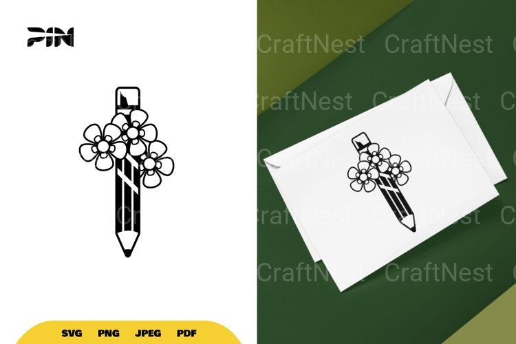 Floral Pencil SVG Bundle - CraftNest - Digital Crafting and Art