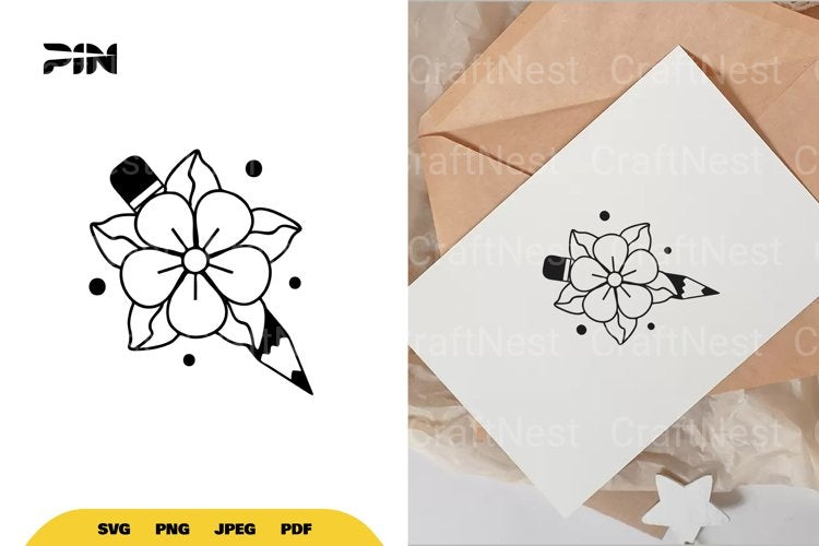 Floral Pencil SVG Bundle - CraftNest - Digital Crafting and Art