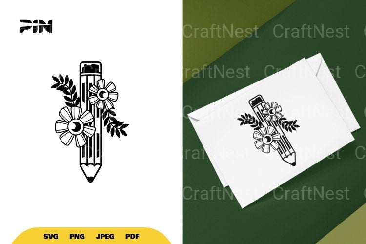 Floral Pencil SVG Bundle - CraftNest - Digital Crafting and Art