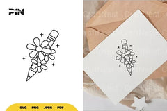 Floral Pencil SVG Bundle - CraftNest - Digital Crafting and Art