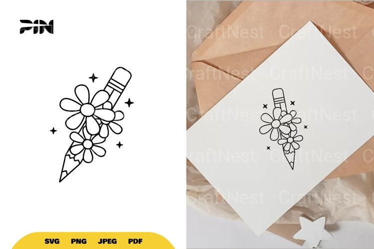 Floral Pencil SVG Bundle - CraftNest - Digital Crafting and Art