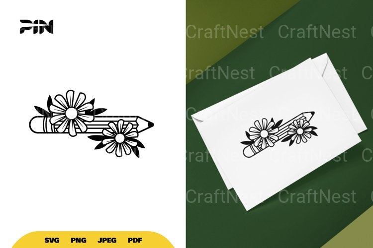 Floral Pencil SVG Bundle - CraftNest - Digital Crafting and Art
