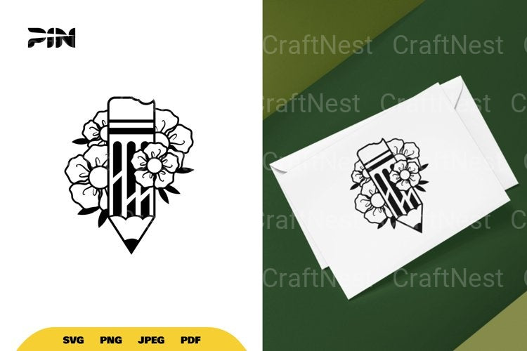 Floral Pencil SVG Bundle - CraftNest - Digital Crafting and Art