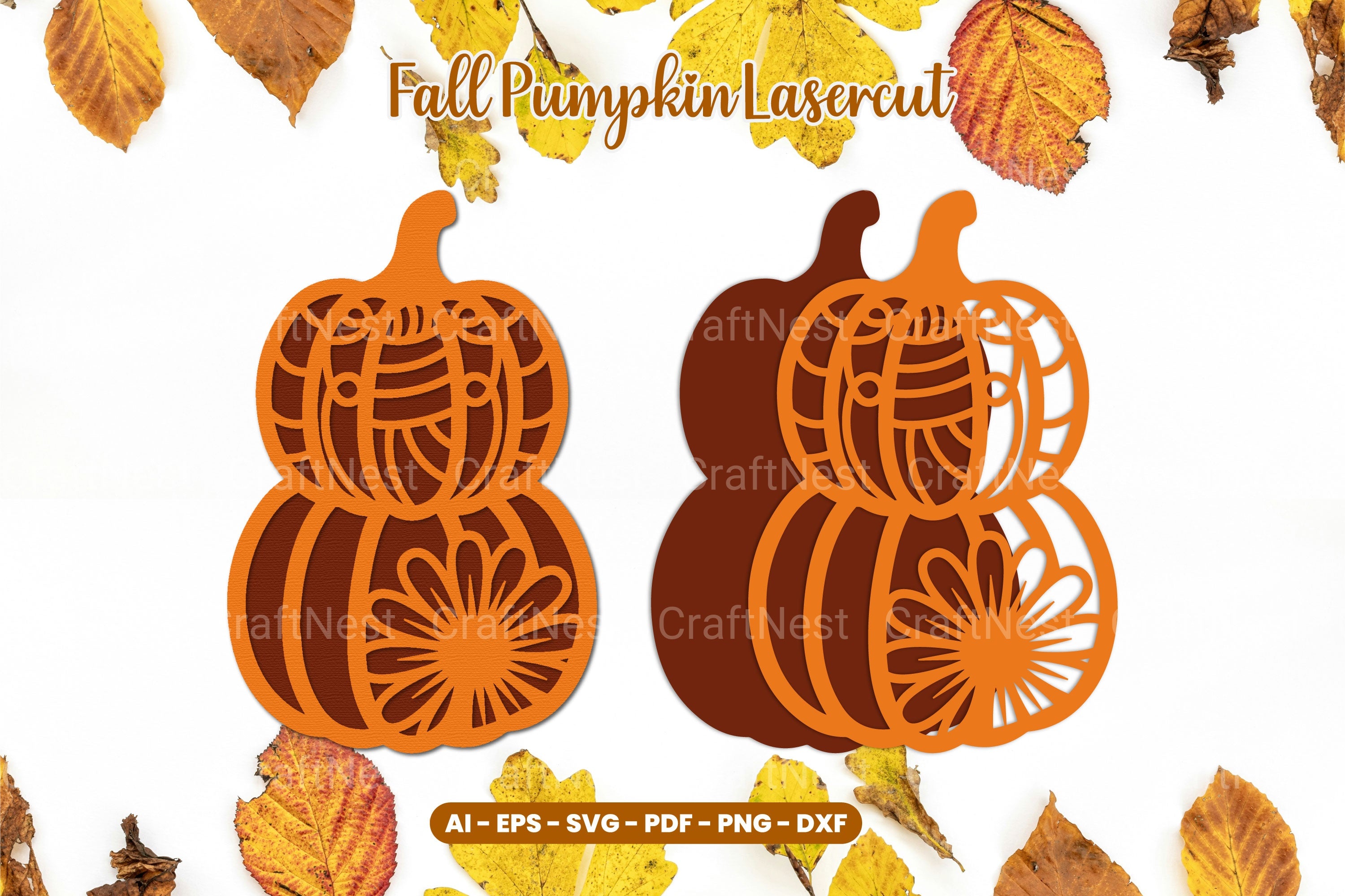 Floral Pumpkin Laser Cut SVG Clipart Bundle