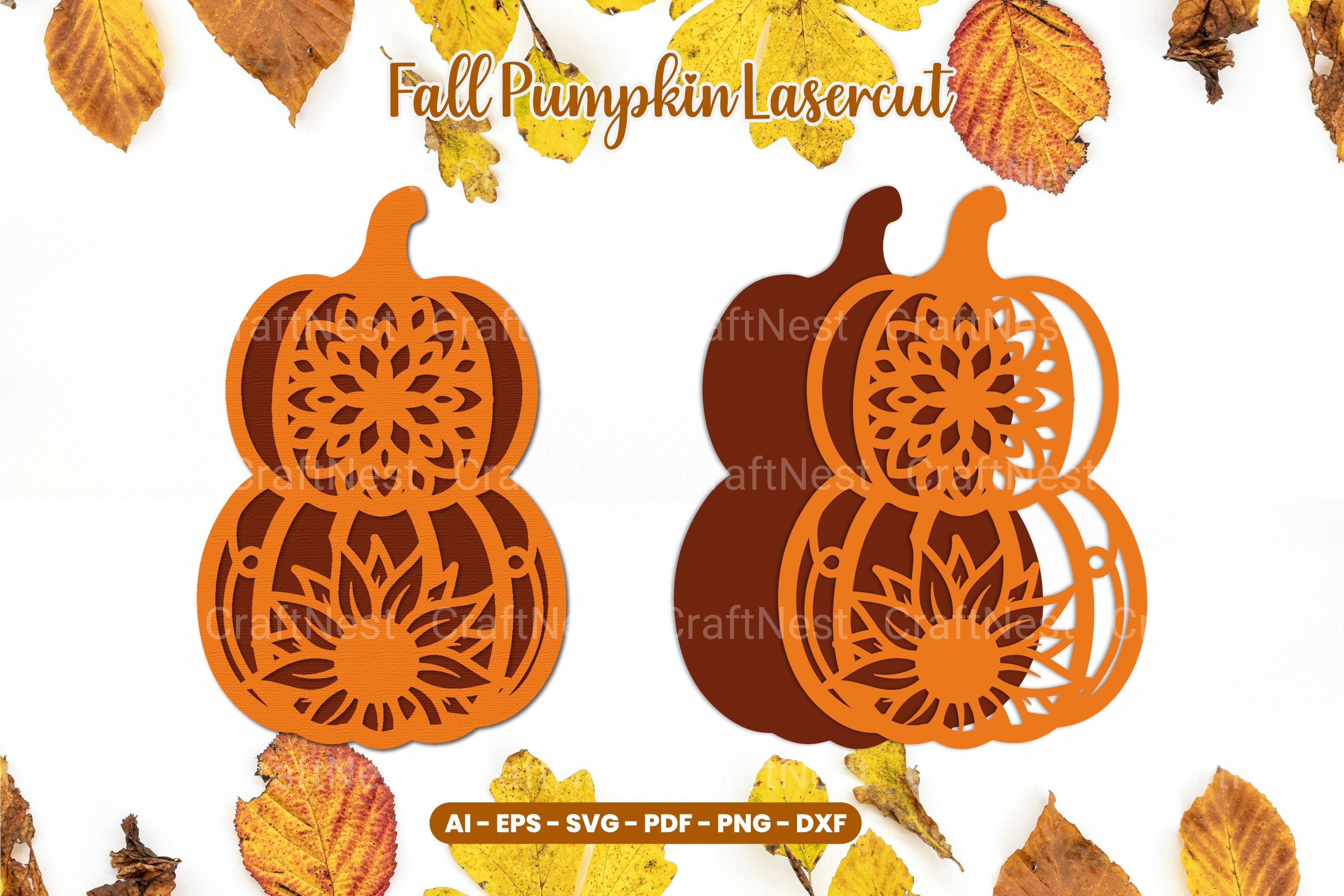 Floral Pumpkin Laser Cut SVG Clipart Bundle