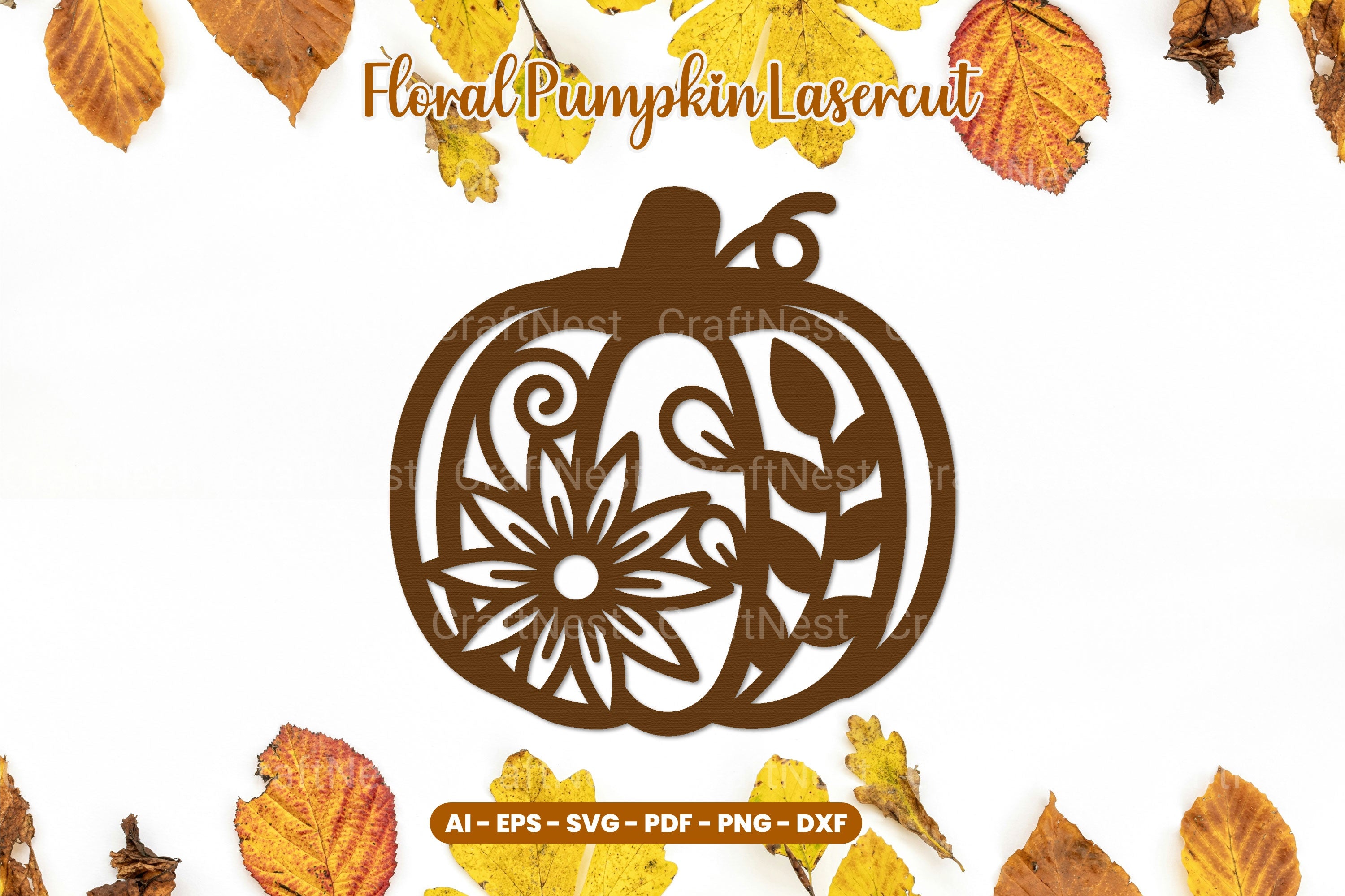 Floral Pumpkin Laser Cut SVG Clipart Bundle