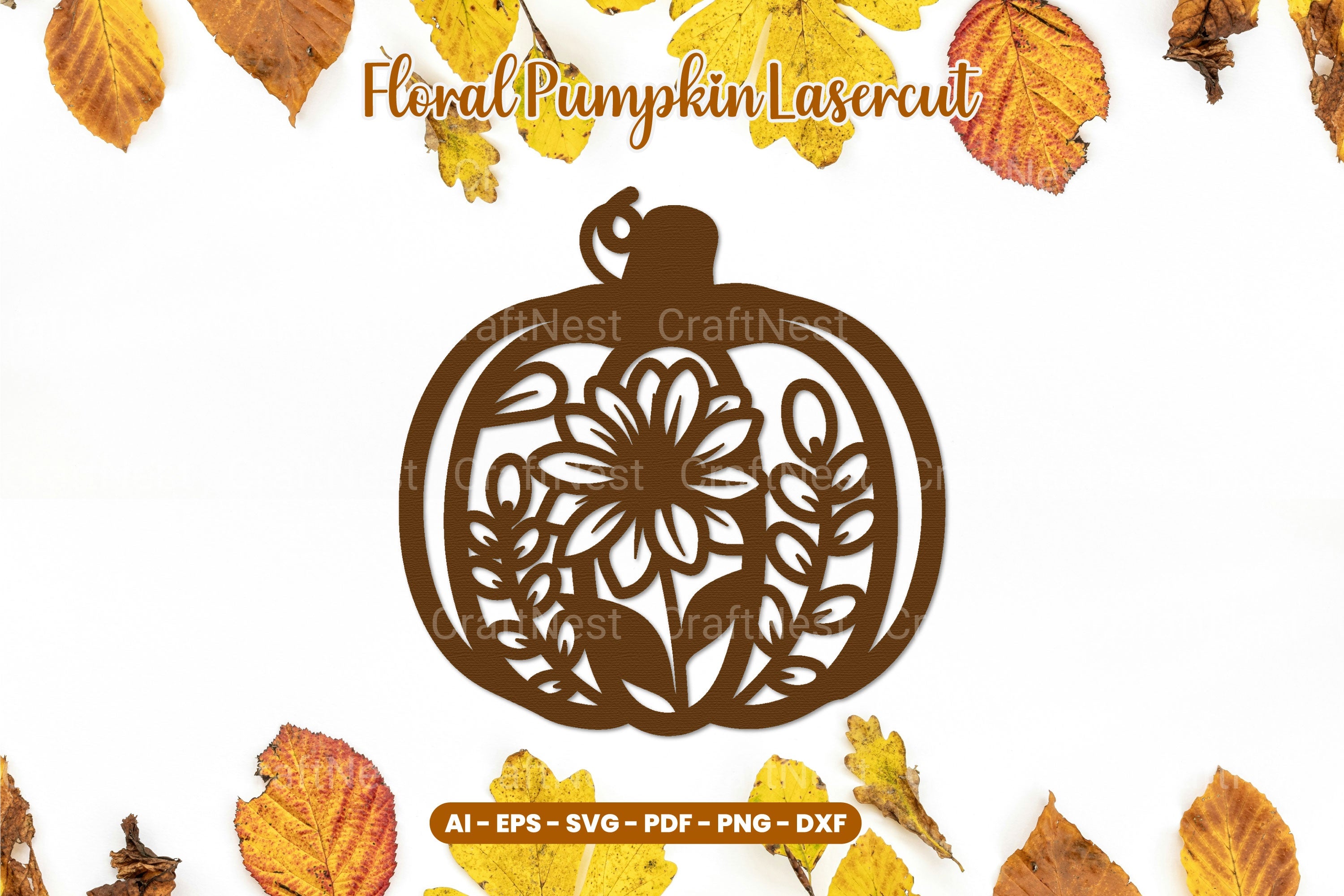 Floral Pumpkin Laser Cut SVG Clipart Bundle
