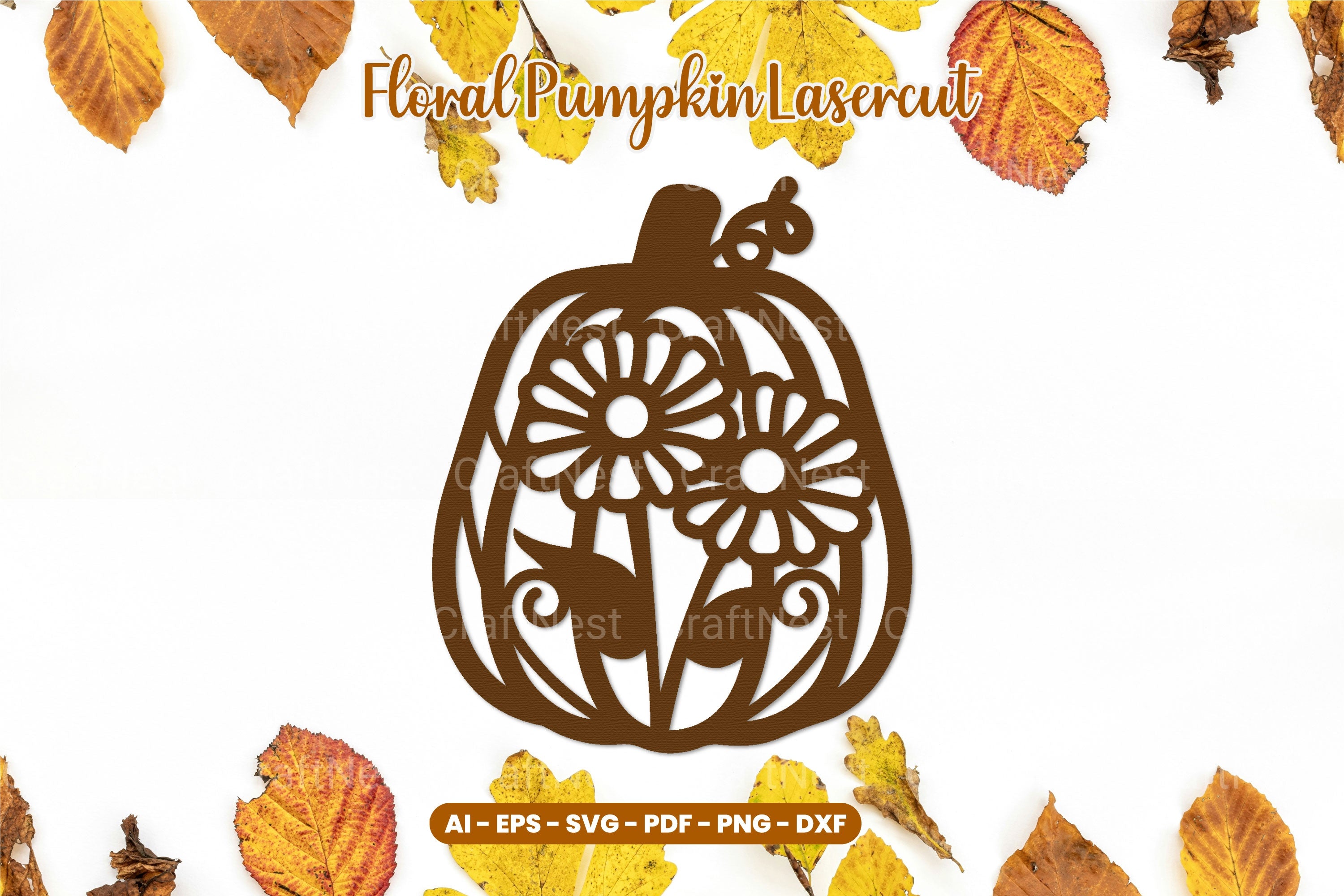 Floral Pumpkin Laser Cut SVG Clipart Bundle