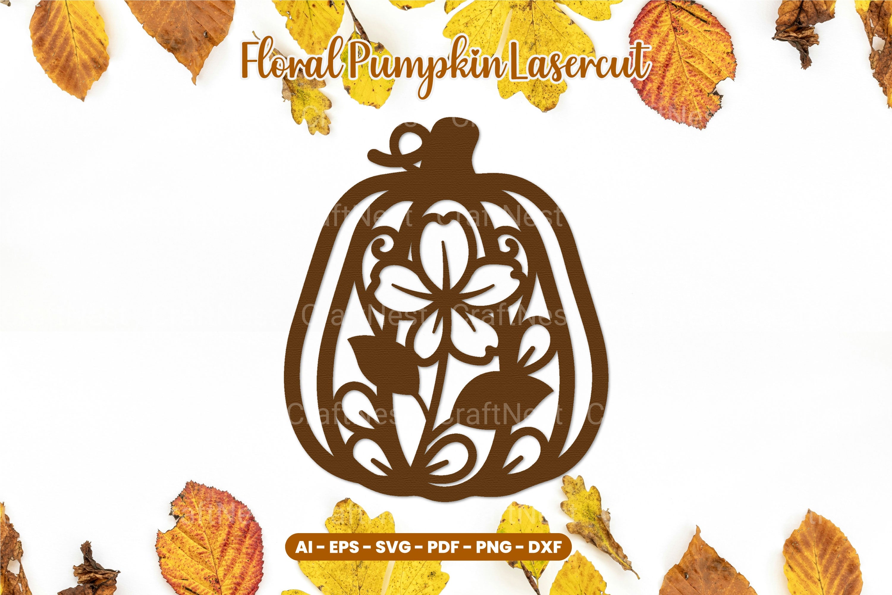 Floral Pumpkin Laser Cut SVG Clipart Bundle