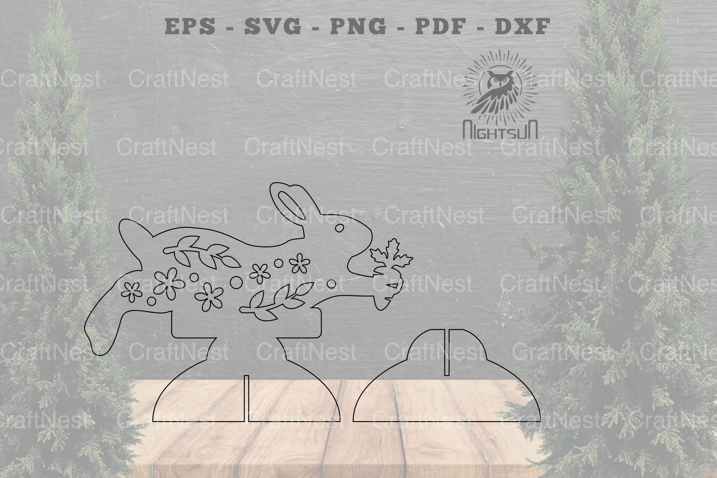 Floral Rabbit Laser Cut Home Decor Clipart Bundle - CraftNest - Digital Crafting and Art