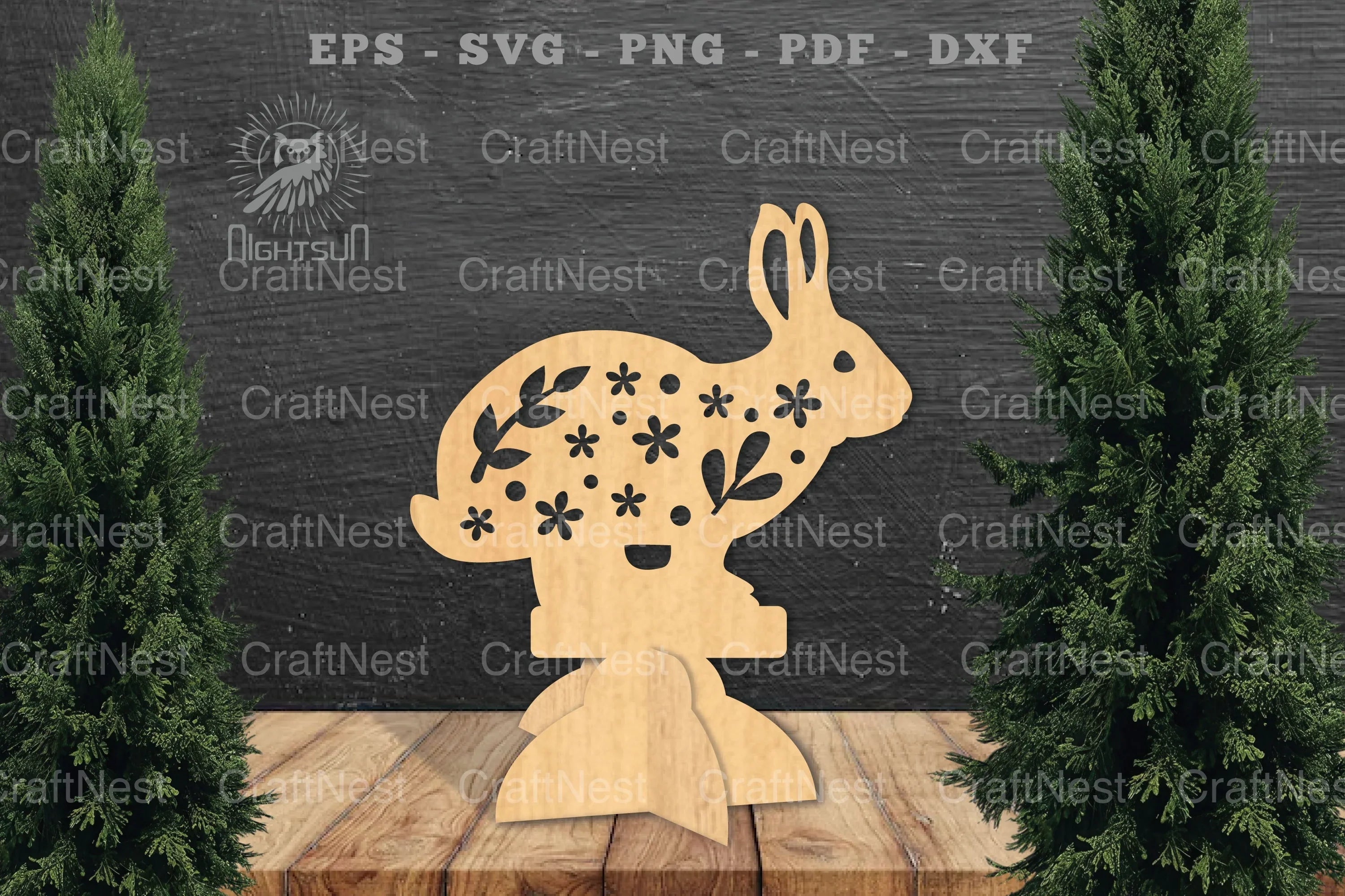 Floral Rabbit Laser Cut Home Decor Clipart Bundle - CraftNest - Digital Crafting and Art